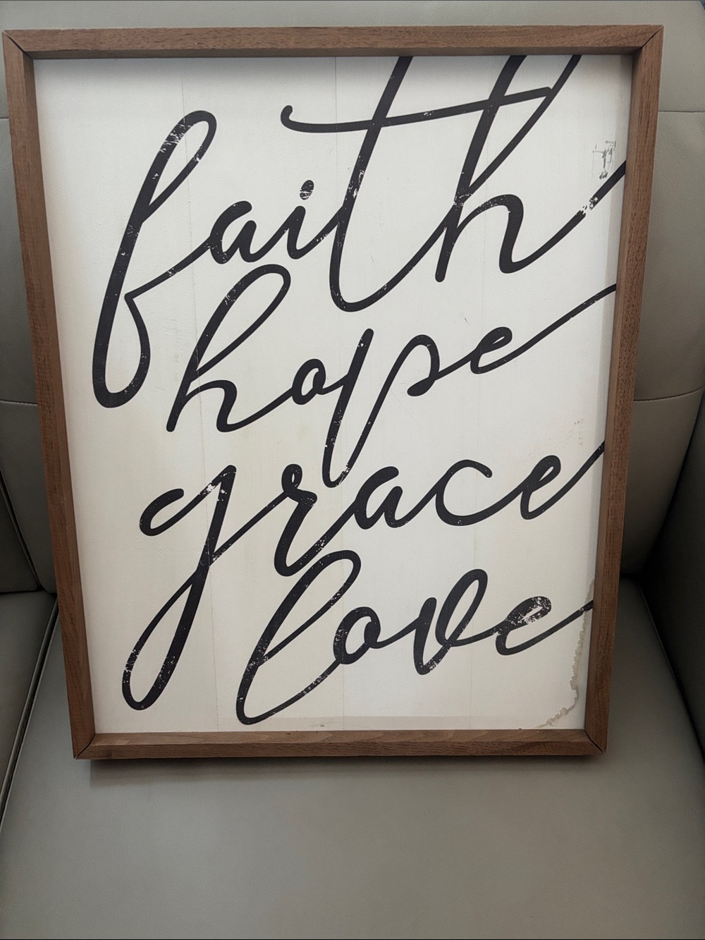 Source Unknown Faith Hope Grace Love Wall Art - Black & White with Wood Frame